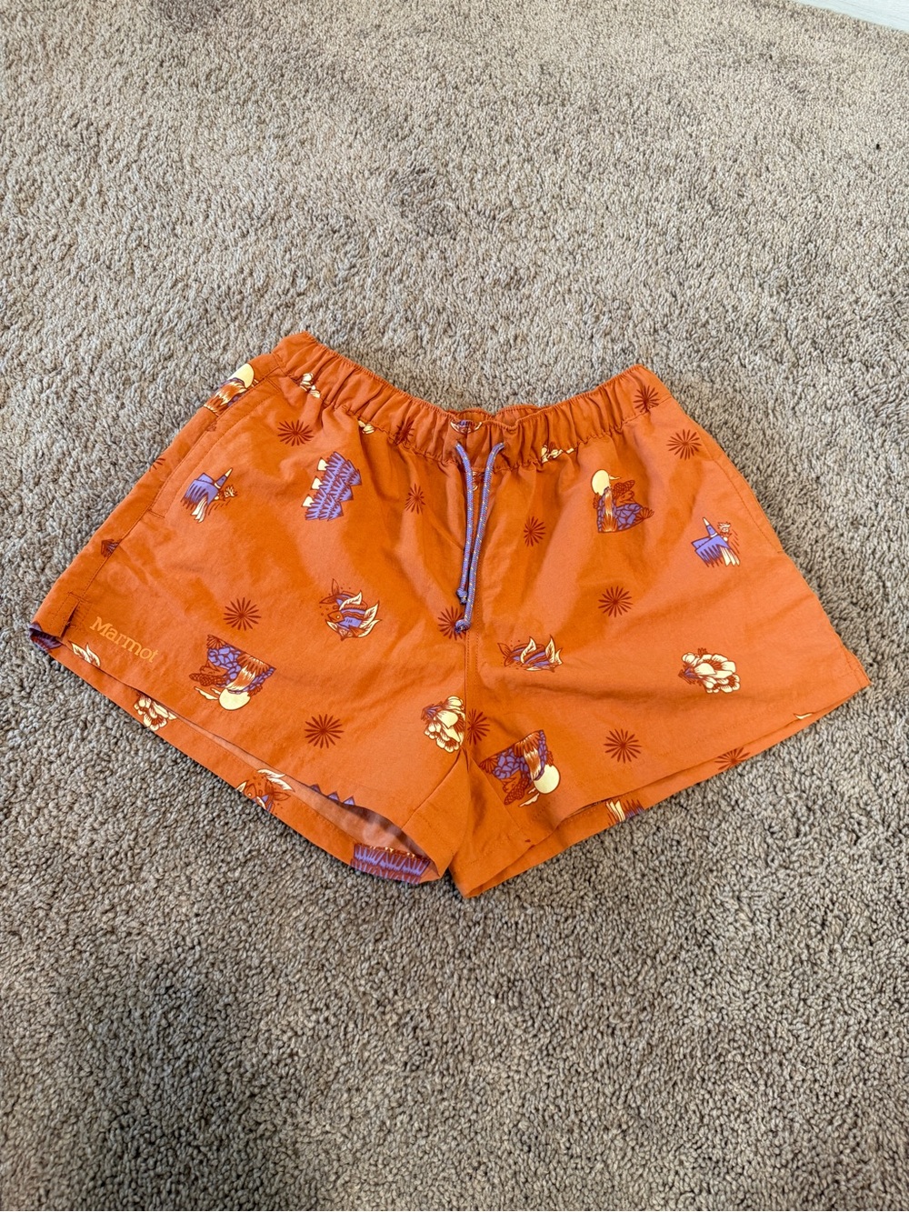 Marmot juniper springs 3in Women's Orange Camp-Print Drawstring Shorts